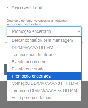mensagem de encerramento do temporizador