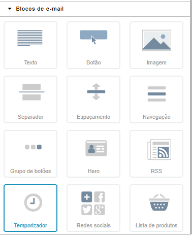 Temporizador no bloco de conteúdos