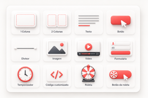 Blocos disponíveis no editor de pop-ups